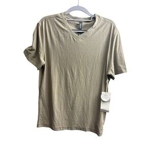 Vuori Men’s Strato Tech V-Neck Tee Color Toast Heather Grey Small New